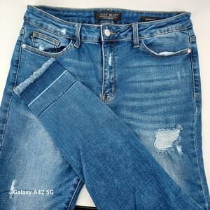Judy Blue Los Angeles Skinny Fit Distressed Frayed Hem Jeans Women Size 15 32